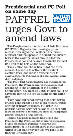Presidential and PC Poll on Same Day - PAFFREL